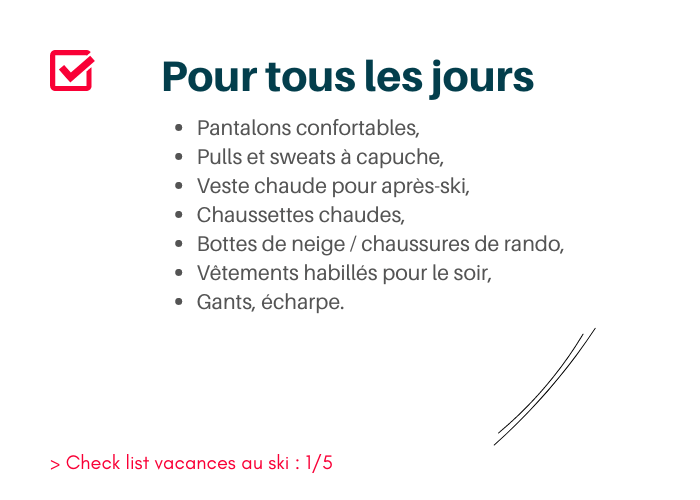 Liste pour vos vacances au ski : 1 sur 5